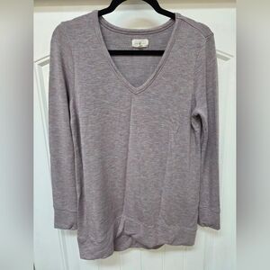 Lou & Grey Women's Long Sleeve V-Neck Top - Heathered Purple/Gray - Sz L